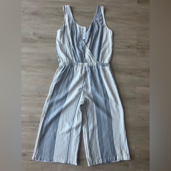 Anthropologie Cloth & Stone Linen Blend Striped Sleeveless Jumpsuit SZ M - Picture 8 of 10
